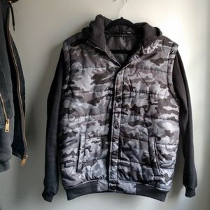 Mens Burnside Apparel Camo Puffer Vest Hoodie